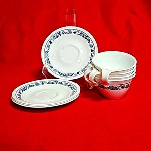 4 Corelle Old Town Hook Cups & Saucers